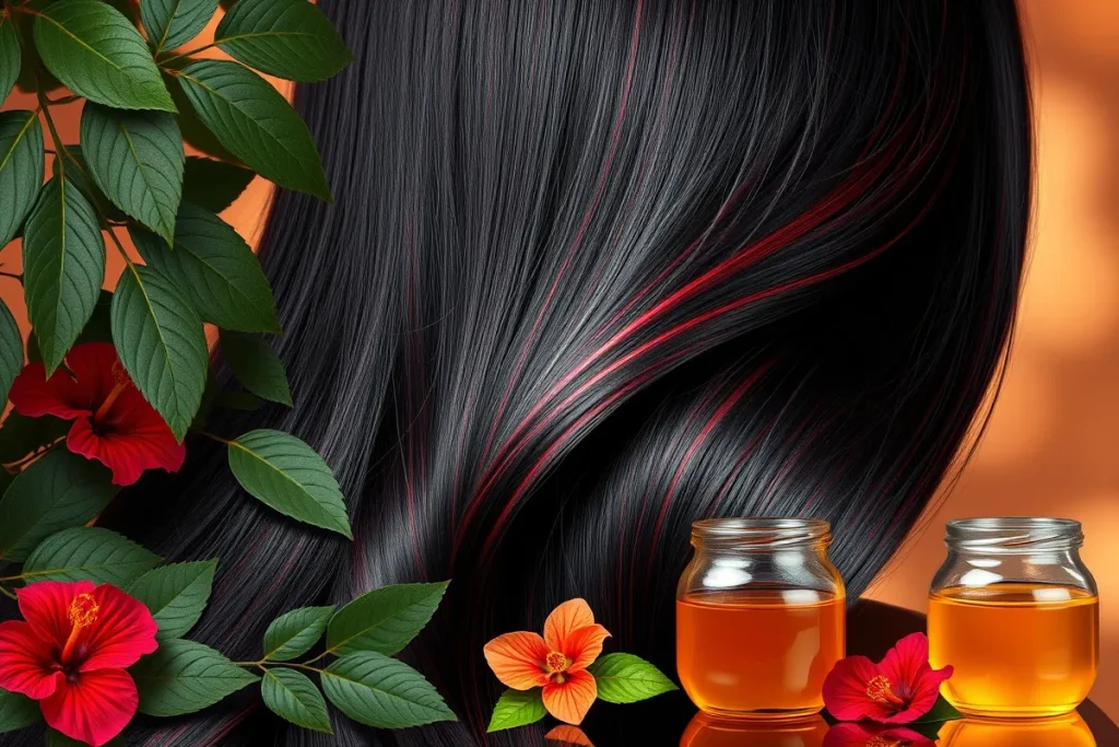 heveux noirs reflets rouges