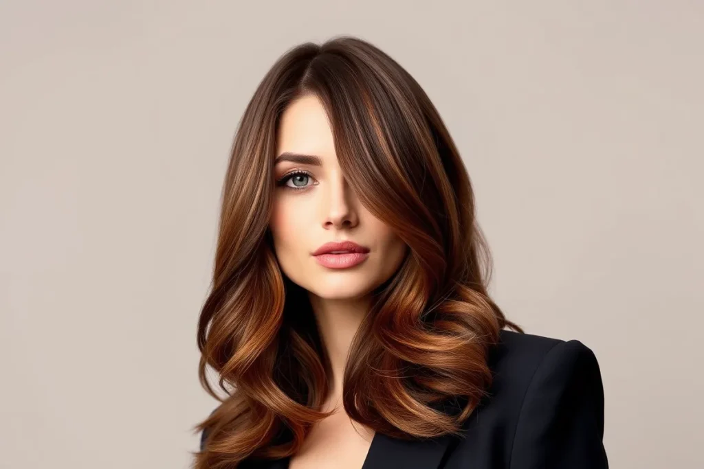 balayage auburn sur brune